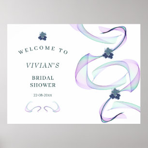 Póster Bienvenida a la ducha marital floral Purple Faith