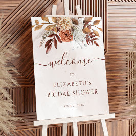 Póster Bienvenida a la ducha nupcial boho floral de terra