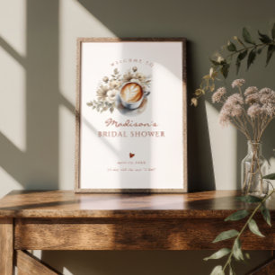 Póster Bienvenida a la ducha nupcial de café floral boho