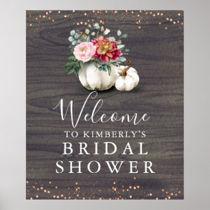Póster Bienvenida a la ducha nupcial de calabazas florale