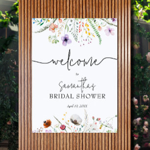 Póster Bienvenida a la ducha nupcial de flores silvestres