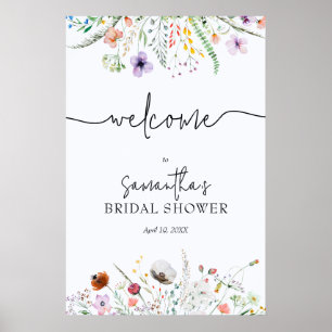 Póster Bienvenida a la ducha nupcial de flores silvestres