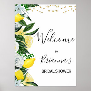 Póster Bienvenida a la ducha nupcial de Lemon Floral Main