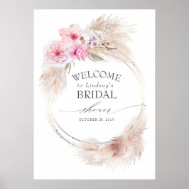 Póster Bienvenida a la ducha nupcial de orquídeas rosadas