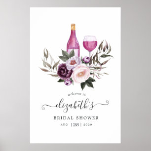 Póster Bienvenida a la ducha nupcial de terciopelo floral
