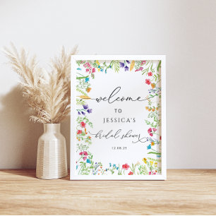 Póster Bienvenida a la ducha nupcial en el jardín de flor