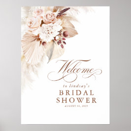 Póster Bienvenida a la ducha nupcial floral suave de hier