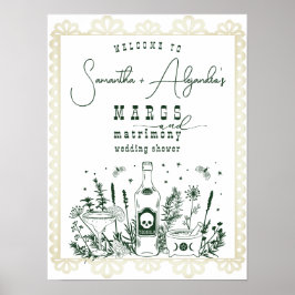 Póster Bienvenida a la ducha Pareja Margs Matrimony Skull