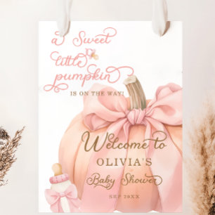 Póster Bienvenida a la dulce y pequeña calabaza con lazo 