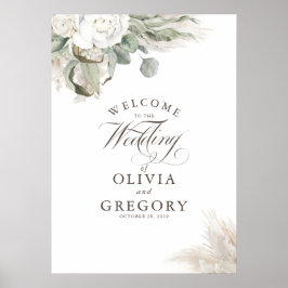 Póster Bienvenida a la elegante Boda de Otoño con Floral 