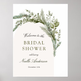 Póster Bienvenida a la elegante ducha de novia Evergreen 