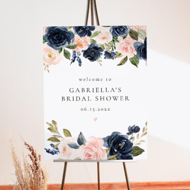 Póster Bienvenida a la elegante ducha de novia floral Rub (Subido por el creador)