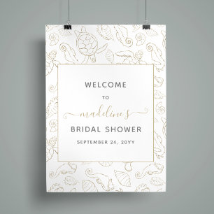 Póster Bienvenida a la elegante ducha de novias Gold Sea