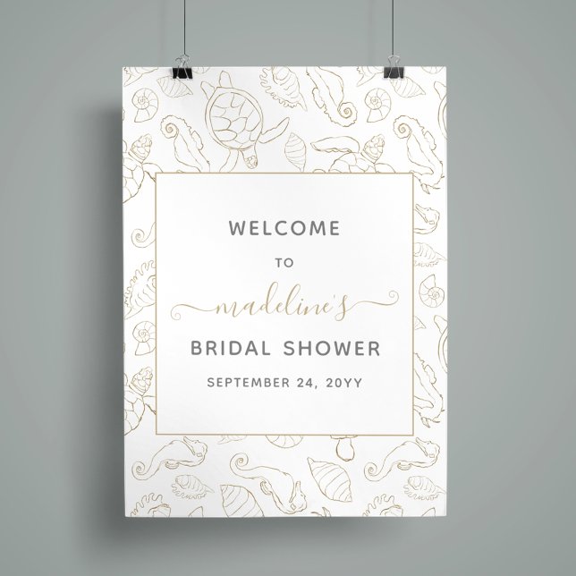 Póster Bienvenida a la elegante ducha de novias Gold Sea (Subido por el creador)
