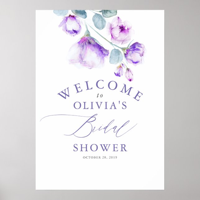 Póster Bienvenida a la elegante ducha nupcial de flores p (Frente)