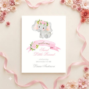 Póster Bienvenida a la Elegante Fiesta de Bebé Elefante R