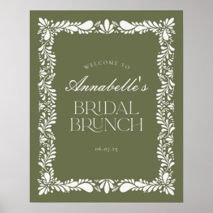 Póster Bienvenida a la Fiesta Brunch Nupcial con Baldosas