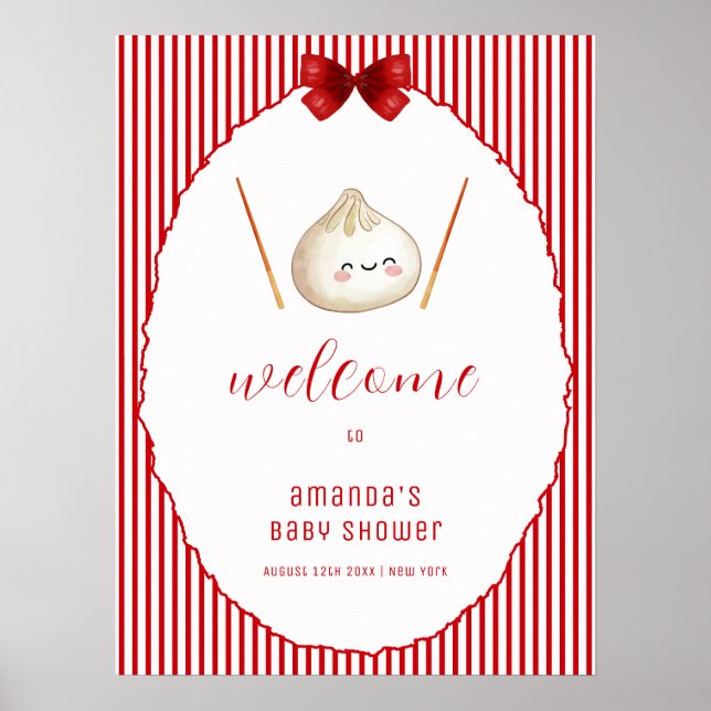 Póster Bienvenida a la fiesta de baby shower con Bollo As (Frente)