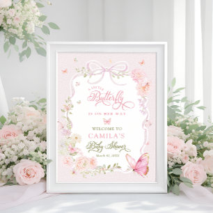 Póster Bienvenida a la Fiesta de Baby Shower de la Maripo