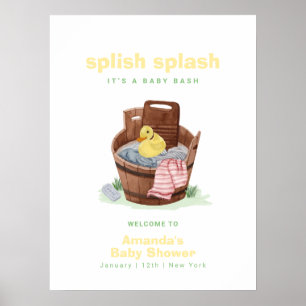 Póster Bienvenida a la fiesta de baby shower de patito de