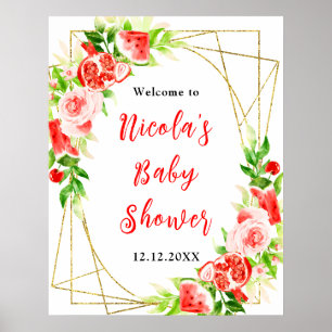 Póster Bienvenida a la Fiesta de Baby Shower de Sandía y