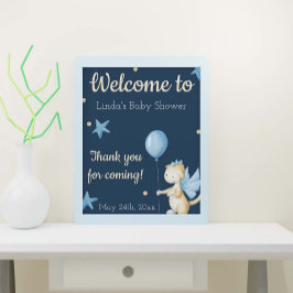 Póster Bienvenida a la Fiesta de Baby Shower del Dragón c