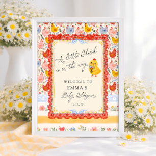 Póster Bienvenida a la Fiesta de Baby Shower Floral Rústi