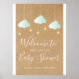 Póster Bienvenida a la fiesta de Baby Shower / Lluvia de 