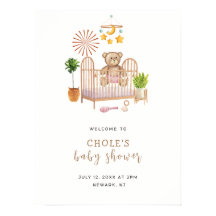 Bienvenida a la fiesta de baby shower moderna boho