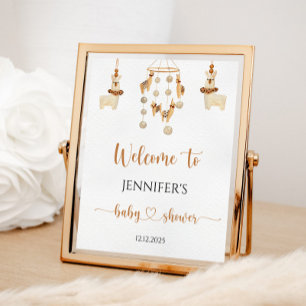 Póster Bienvenida a la fiesta de baby shower móvil Boho L