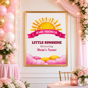 Póster Bienvenida a la Fiesta de Baby Shower Rosa Alegre