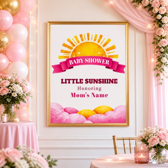 Póster Bienvenida a la Fiesta de Baby Shower Rosa Alegre  (Subido por el creador)