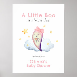 Póster Bienvenida a la fiesta de baby shower Rosa Little