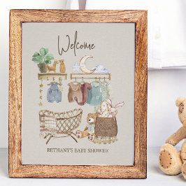 Póster Bienvenida a la fiesta de Baby Shower tema Boho Nu
