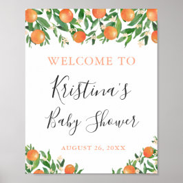 Póster Bienvenida a la Fiesta de Bebé Citrus Carbón Littl