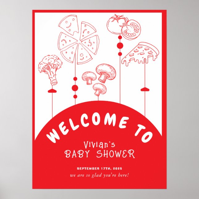 Póster Bienvenida a la fiesta de bebé con entrega especia (Frente)