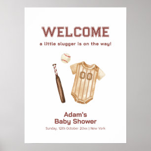 Póster Bienvenida a la Fiesta de Bebé de Béisbol Boho Neu