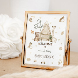 Póster Bienvenida a la fiesta de bebé de guardería boho d
