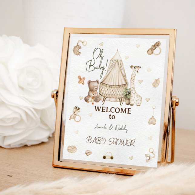 Póster Bienvenida a la fiesta de bebé de guardería boho d (Subido por el creador)