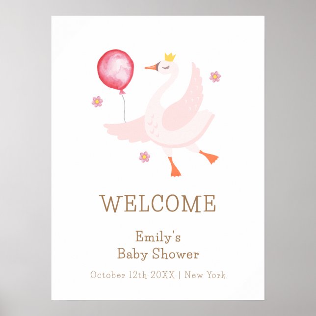 Póster Bienvenida a la fiesta de bebé de la princesa bail (Frente)