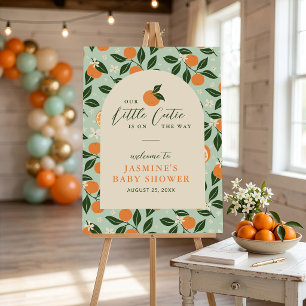 Póster Bienvenida a la Fiesta de Bebé de Little Cutie Ora