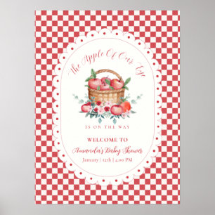 Póster Bienvenida a la fiesta de bebé de manzana a cuadro