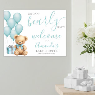 Póster Bienvenida a la fiesta de bebé de osito de peluche