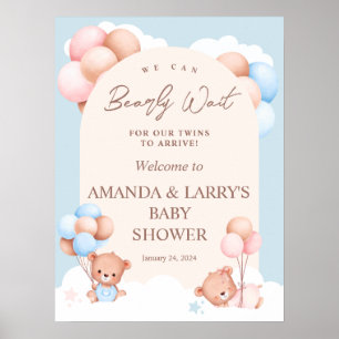 Póster Bienvenida a la Fiesta de Bebé de Osito de Peluche