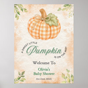 Póster Bienvenida a la Fiesta de Bebé de Otoño Gingham Un