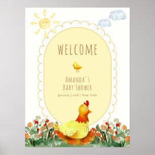 Póster Bienvenida a la fiesta de bebé del jardín de gingh