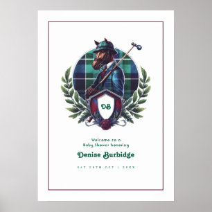 Póster Bienvenida a la Fiesta de Bebé Ecuestre Preppy