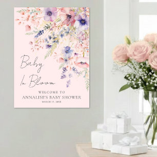 Póster Bienvenida a la fiesta de bebé Flor silvestre en f