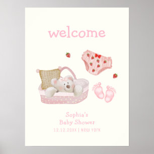 Póster Bienvenida a la fiesta de bebé Juguetes de oso pol