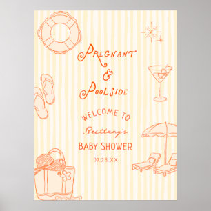 Póster Bienvenida a la Fiesta de Bebé junto a la Piscina